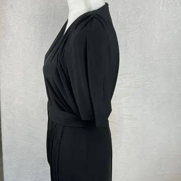 Nicole Miller Faux Wrap Maxi Dress Womens 4 Black Y2K Witchy Fairy Whimsigoth - Picture 8 of 13